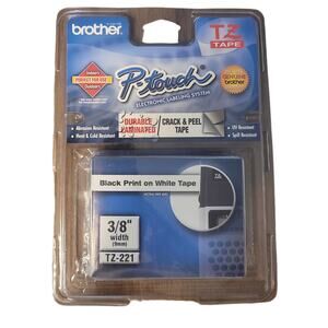 Genuine Brother P-Touch TZ-221 9mm Black on White Label Tape – NEW
